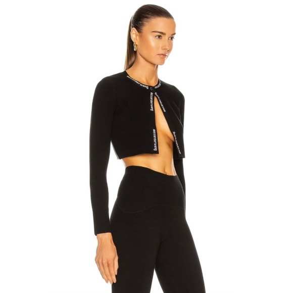 Alexander Wang Logo Cropped Cardigan - Picture 2 of 8